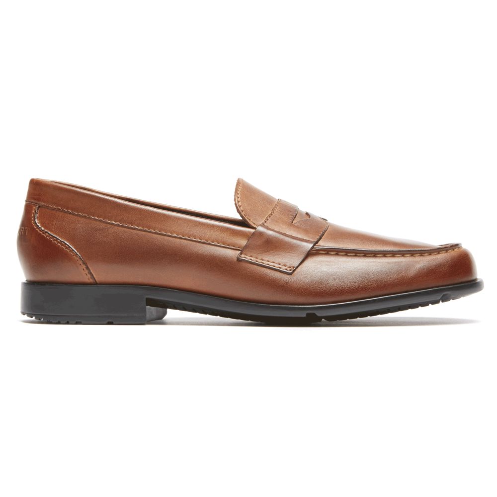 Mocassins Homem Rockport Classic Penny Slip-Ons Marrom,Portugal ZMPGR-7592